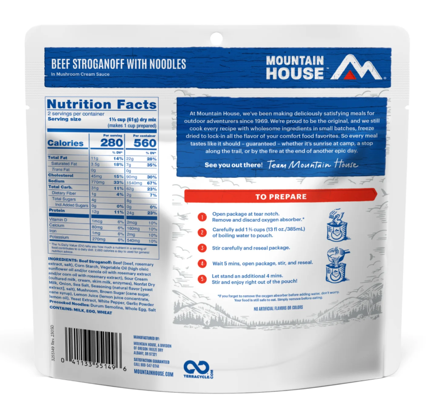 Mountain House Beef Stroganoff with Noodles Pouch