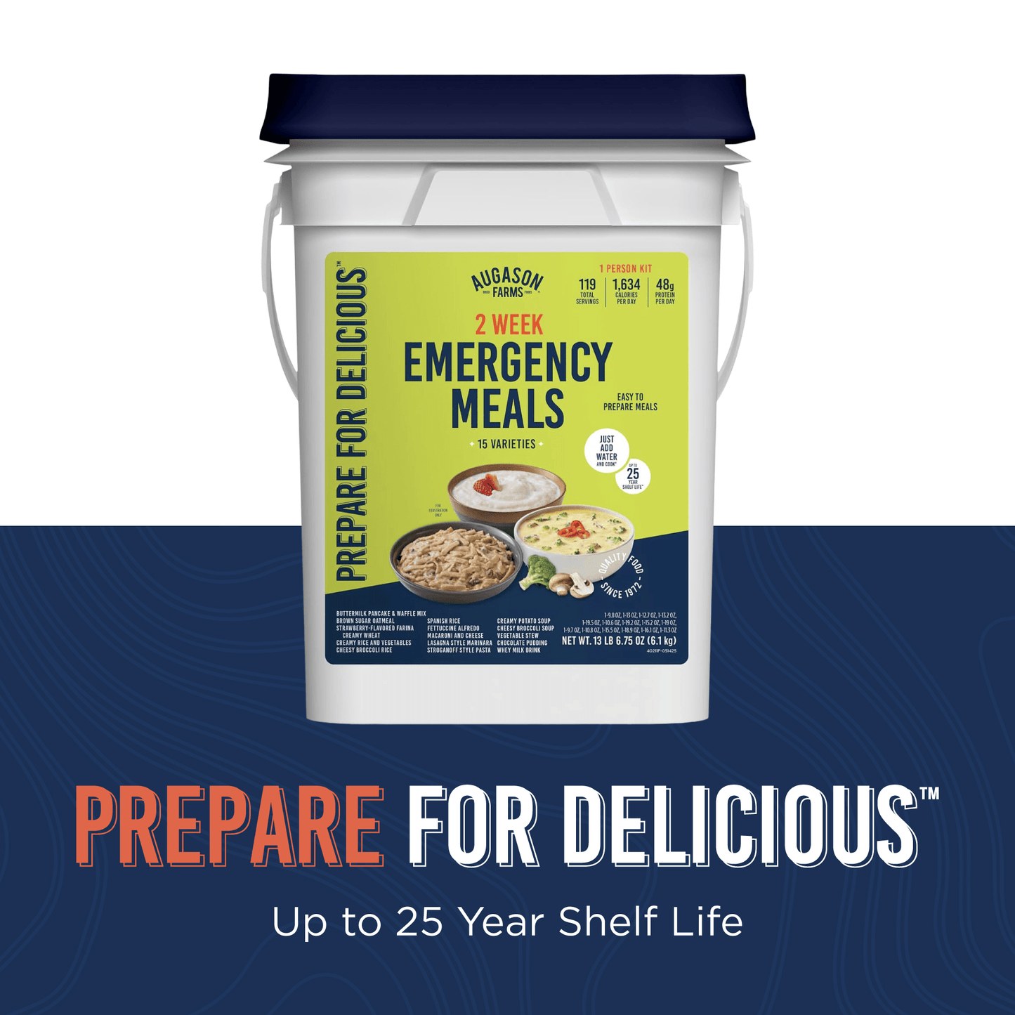 2-Week 1-Person Emergency Food Supply Kit, 119 Servings, 1,634 Calories per Day
