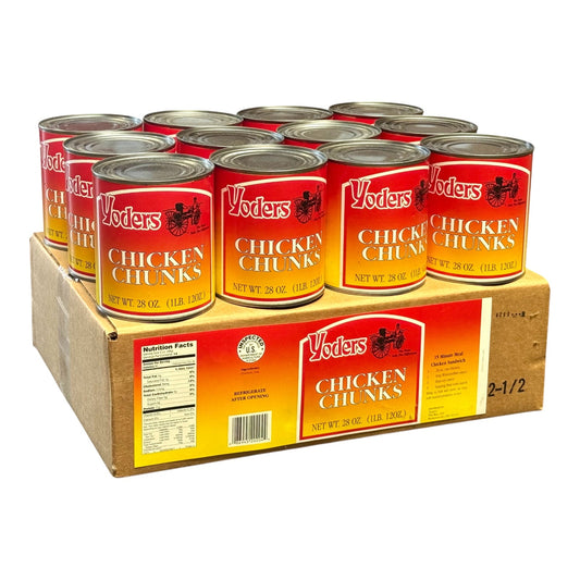 Yoder’s Canned Chicken Chunks | 28 oz can | Real USA Chicken | Fully Cooked | Shelf Stable Survival Food | 10+ Year Shelf Life | Ready to Eat | Ideal for Prepping, Storage & Camping