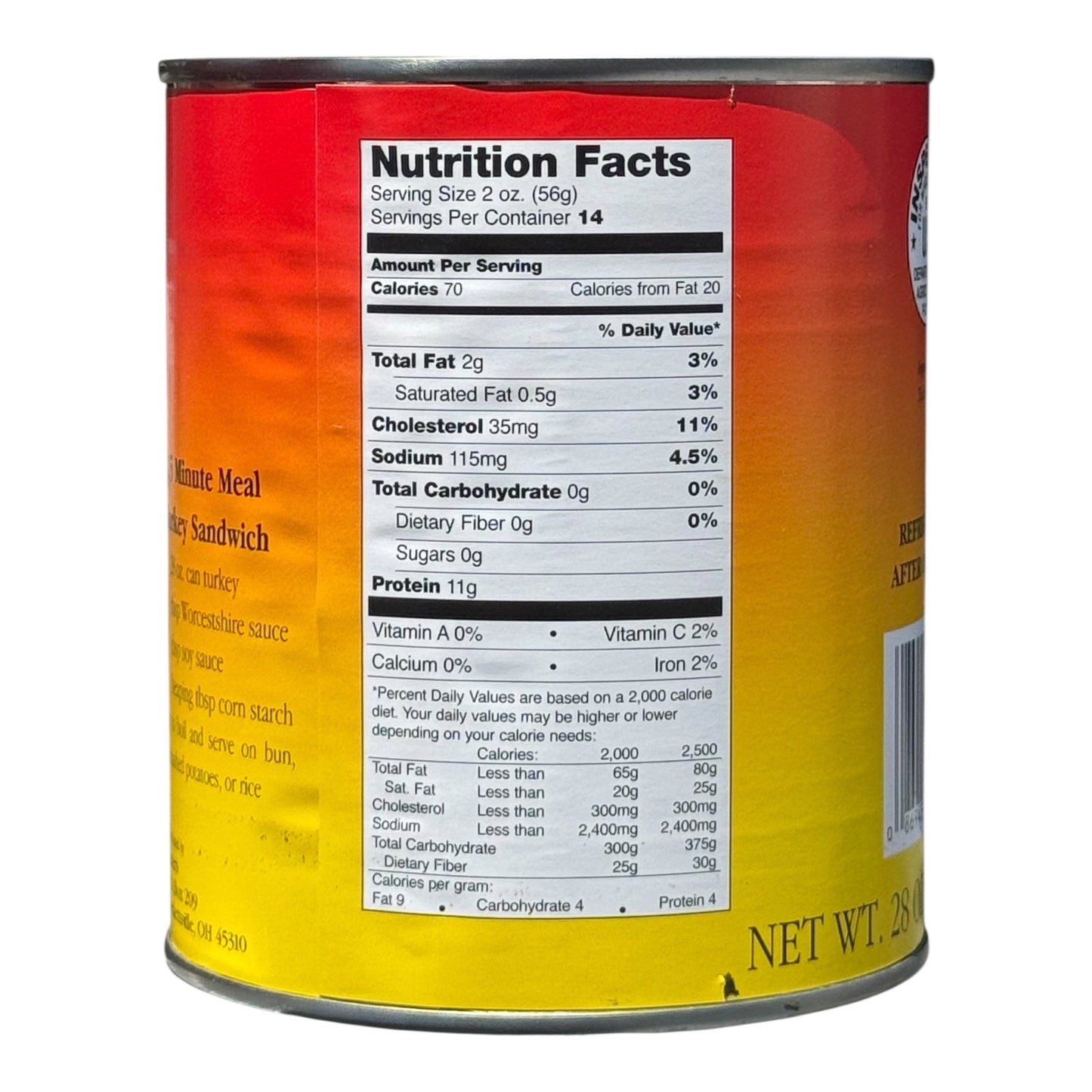 Yoder’s Canned Turkey Chunks | 28 oz can | Real USA Turkey | Fully Cooked | Shelf Stable Survival Food | 10+ Year Shelf Life | Ready to Eat | Ideal for Prepping, Storage & Camping