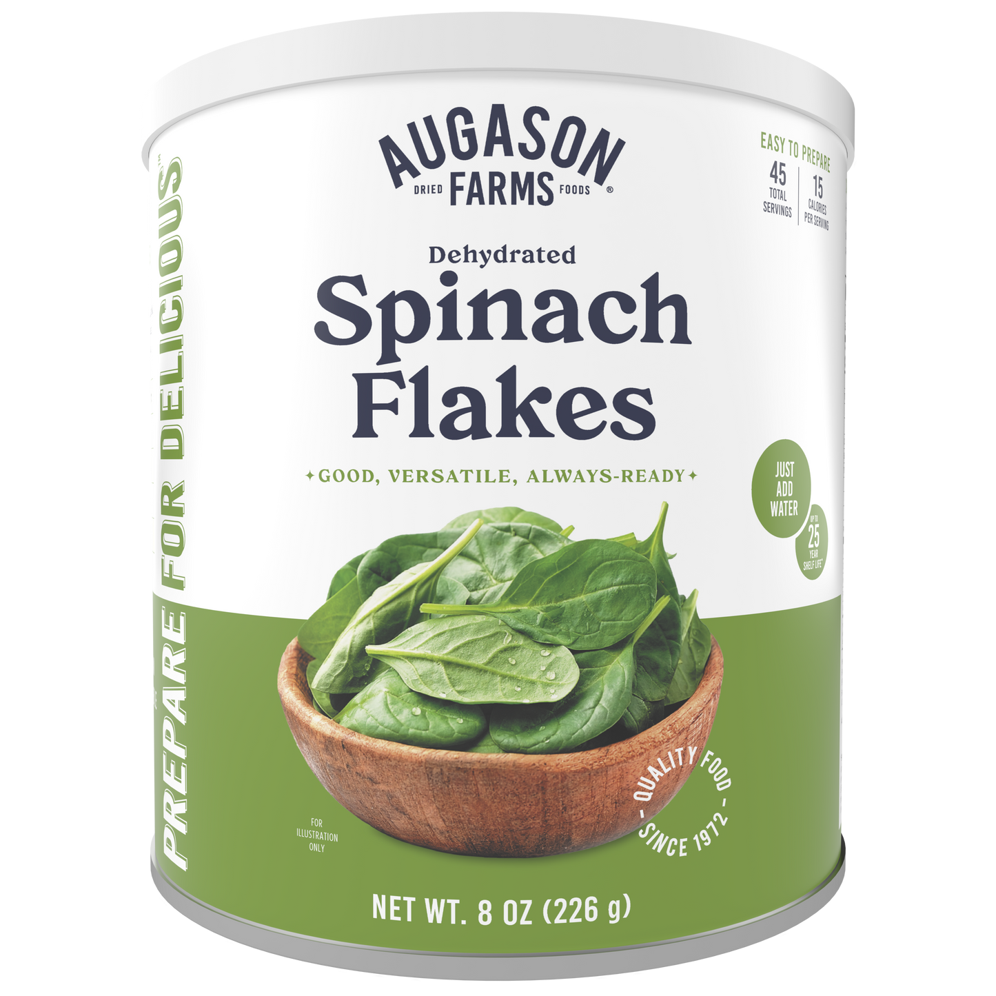 Dehydrated Spinach Flakes Can, 45 Servings