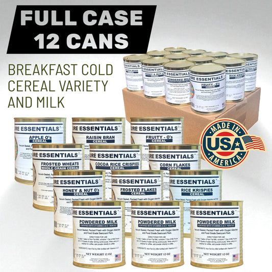 Case (12 Cans) of Future Essentials Canned Breakfast Cold Cereal Variety and Milk