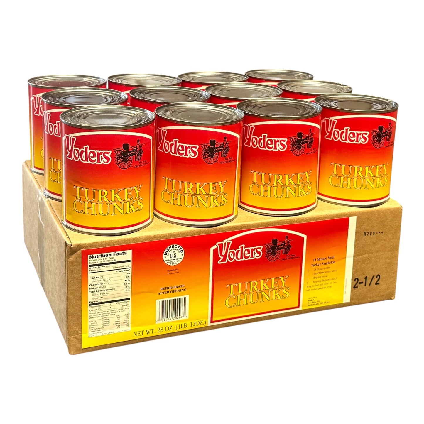 Yoder’s Canned Turkey Chunks | 28 oz can | Real USA Turkey | Fully Cooked | Shelf Stable Survival Food | 10+ Year Shelf Life | Ready to Eat | Ideal for Prepping, Storage & Camping