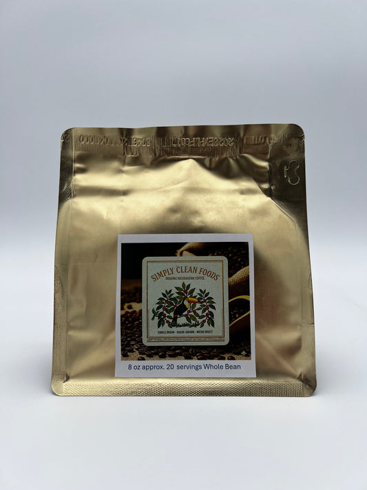 Simply Clean Foods Organic Nicaraguan Coffee Beans 8 Ounce