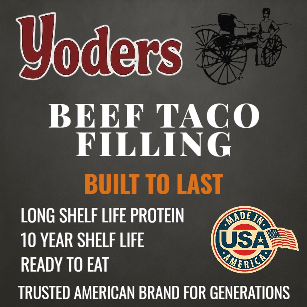 Yoder’s Canned Taco Beef Filling | 28 oz can | Real USA Beef | Fully Cooked | Shelf Stable Survival Food | 10+ Year Shelf Life | Ready to Eat | Ideal for Prepping, Storage & Camping