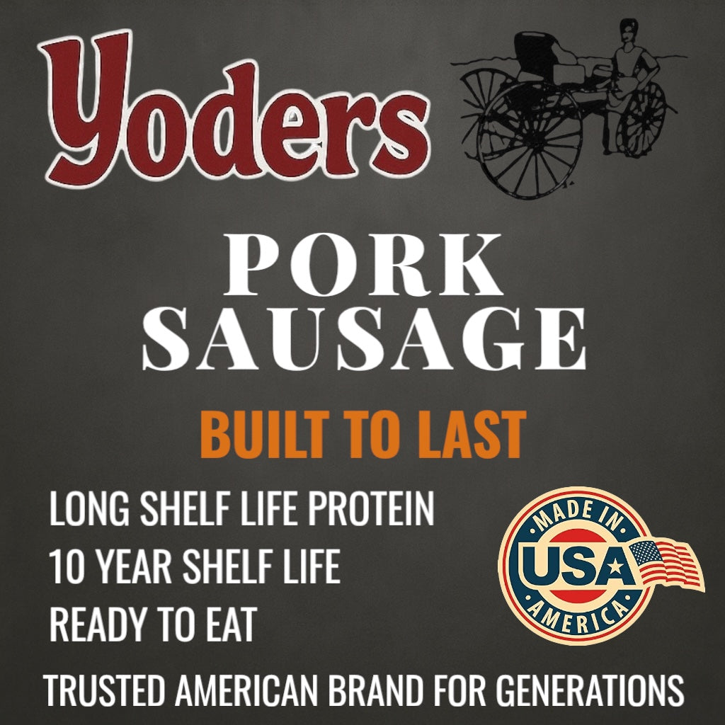 Yoder’s Canned Pork Sausage| 28 oz can | Real USA Pork | Fully Cooked | Shelf Stable Survival Food | 10+ Year Shelf Life | Ready to Eat | Ideal for Prepping, Storage & Camping