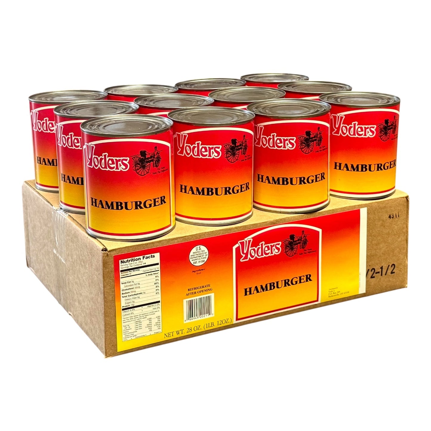 Yoder’s Canned Ground Beef/Hamburger | 28 oz can | Real USA Beef | Fully Cooked | Shelf Stable Survival Food | 10+ Year Shelf Life | Ready to Eat | Ideal for Prepping, Storage & Camping