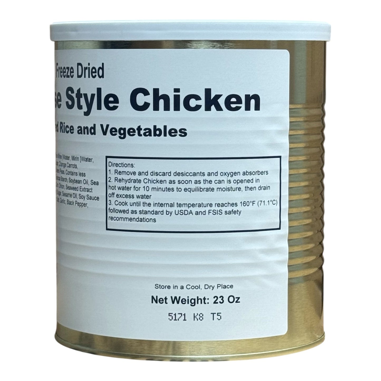 Military Surplus Freeze Dried Japanese Style Chicken with Fried Rice and Vegetables