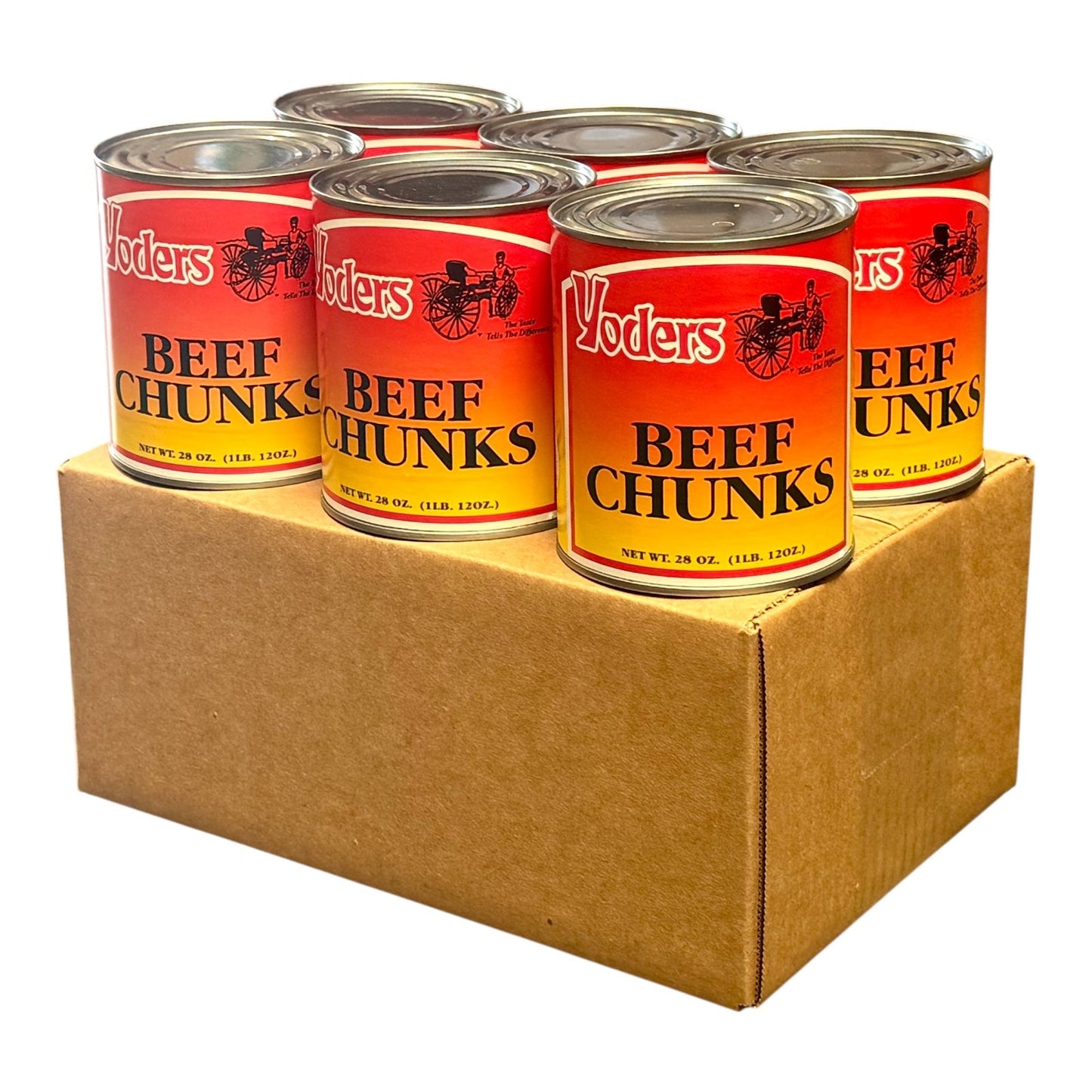 Yoder’s Canned Beef Chunks | 28 oz can | Real USA Beef | Fully Cooked | Shelf Stable Survival Food | 10+ Year Shelf Life | Ready to Eat | Ideal for Prepping, Storage & Camping
