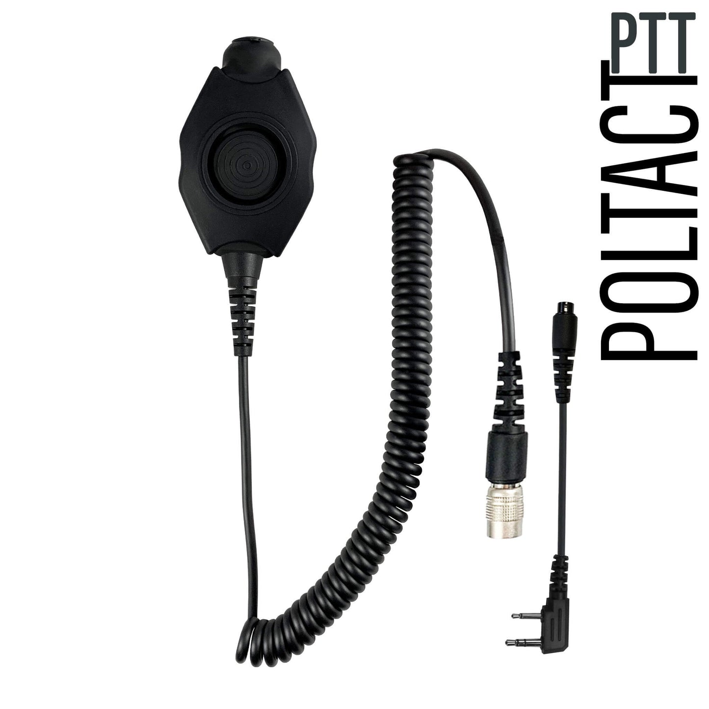 PolTact V1 Tactical Comms Headset w/ Active Hearing Protection & Quick Disconnect (Hirose) Adapter - All Kenwood TK & NEXEDGE (NX) 2-Pin, Baofeng, BTECH, Rugged Radios, Diga-Talk, TYT, AnyTone, Alinco, Relm/BK Radio, Quansheng, Wouxon, Retevis