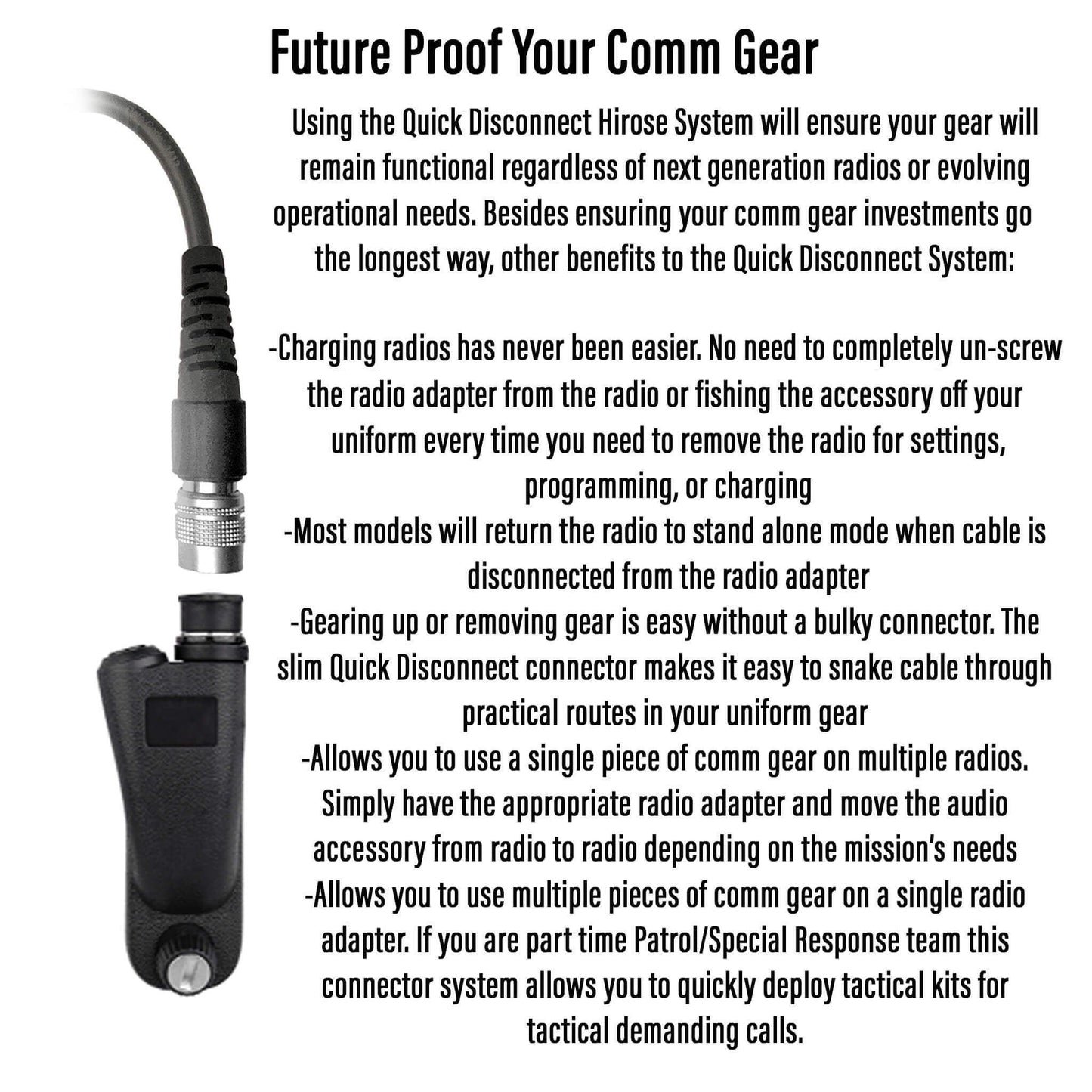 PolTact V1 Tactical Comms Headset w/ Active Hearing Protection & Quick Disconnect (Hirose) Adapter - All Kenwood TK & NEXEDGE (NX) 2-Pin, Baofeng, BTECH, Rugged Radios, Diga-Talk, TYT, AnyTone, Alinco, Relm/BK Radio, Quansheng, Wouxon, Retevis