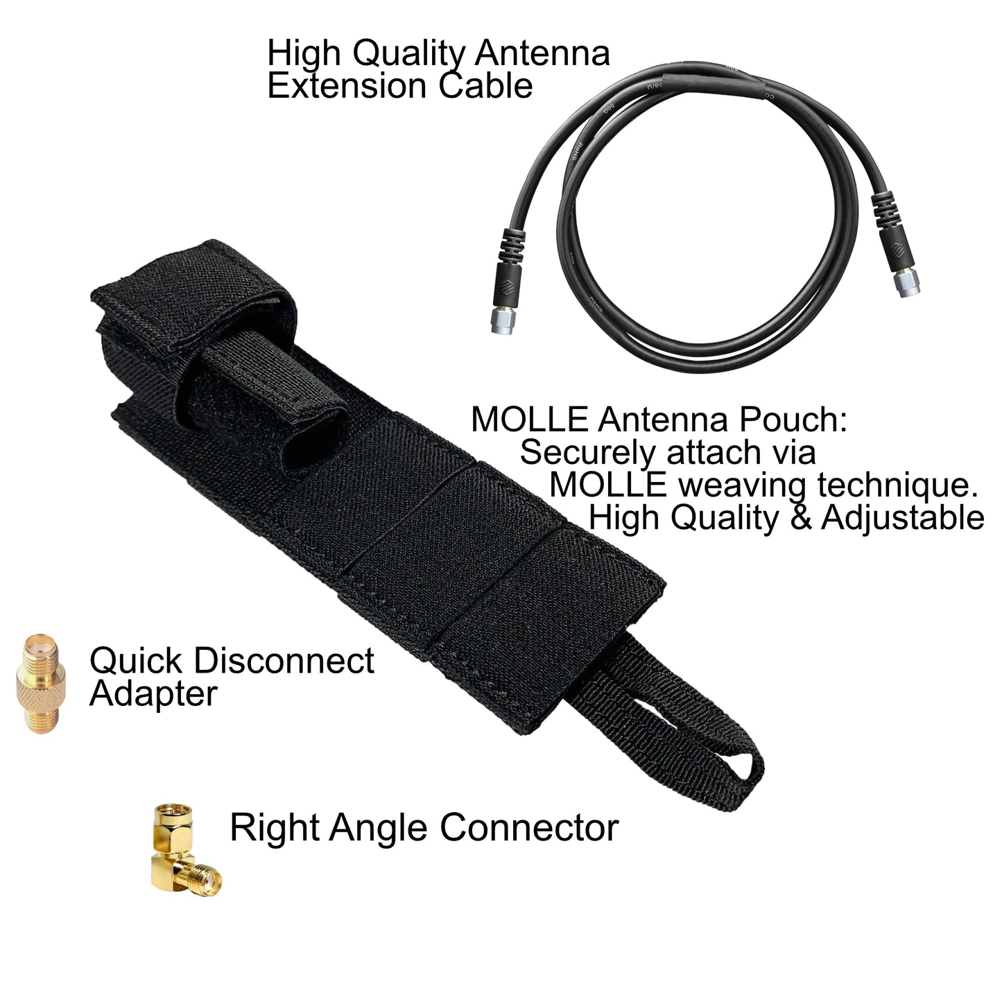 Tactical Antenna Relocation Kit(Black, Tan, or Green) - Compatible With AnyTone, Kenwood, Motorola, Retevis, Ailunce, Wouxun, Yaesu, Rugged Radios & Baofeng Radios