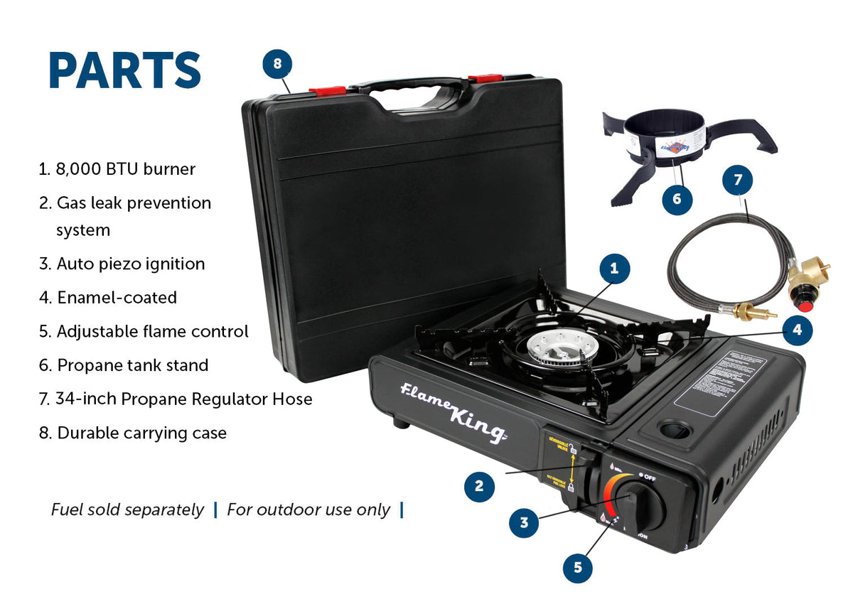 Flame King Portable Butane & Propane Gas Stove with Single Burner