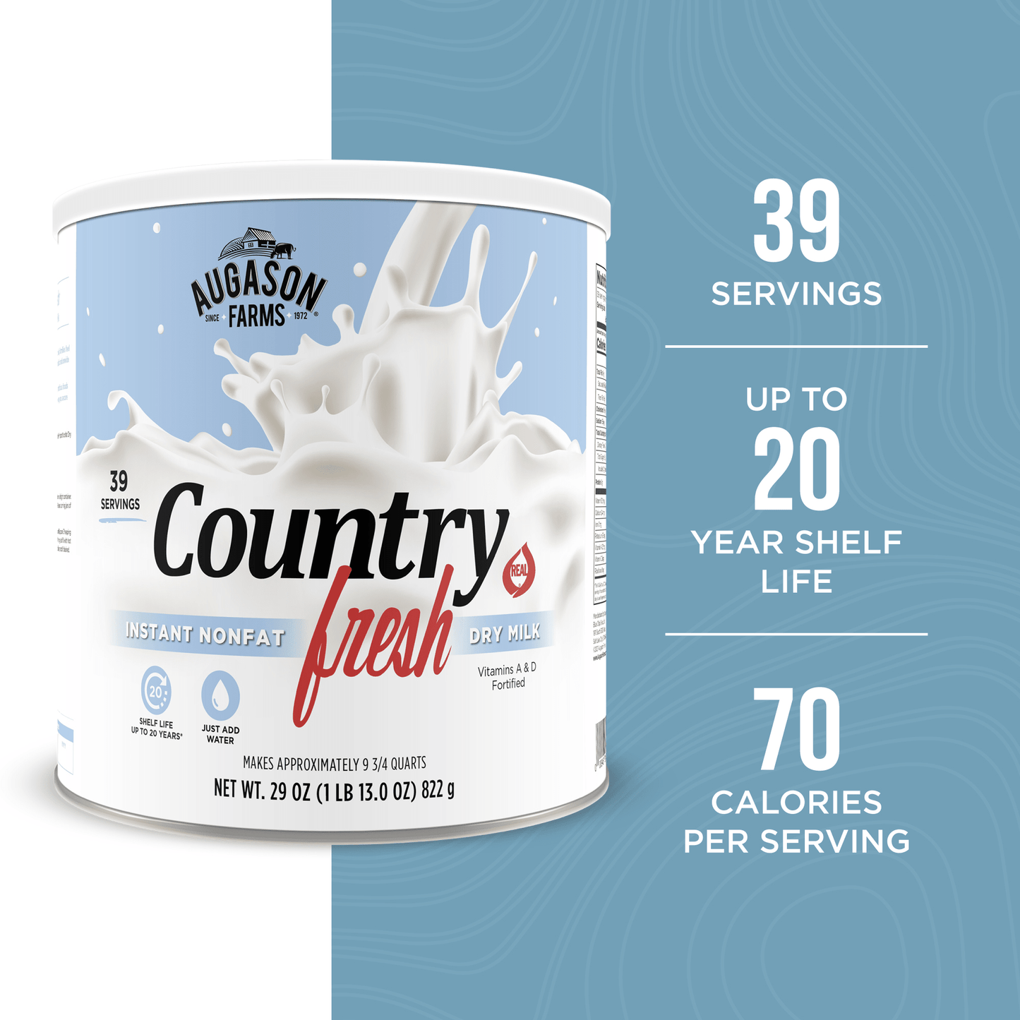Country Fresh Instant Nonfat Dry Milk Can, 39 Servings