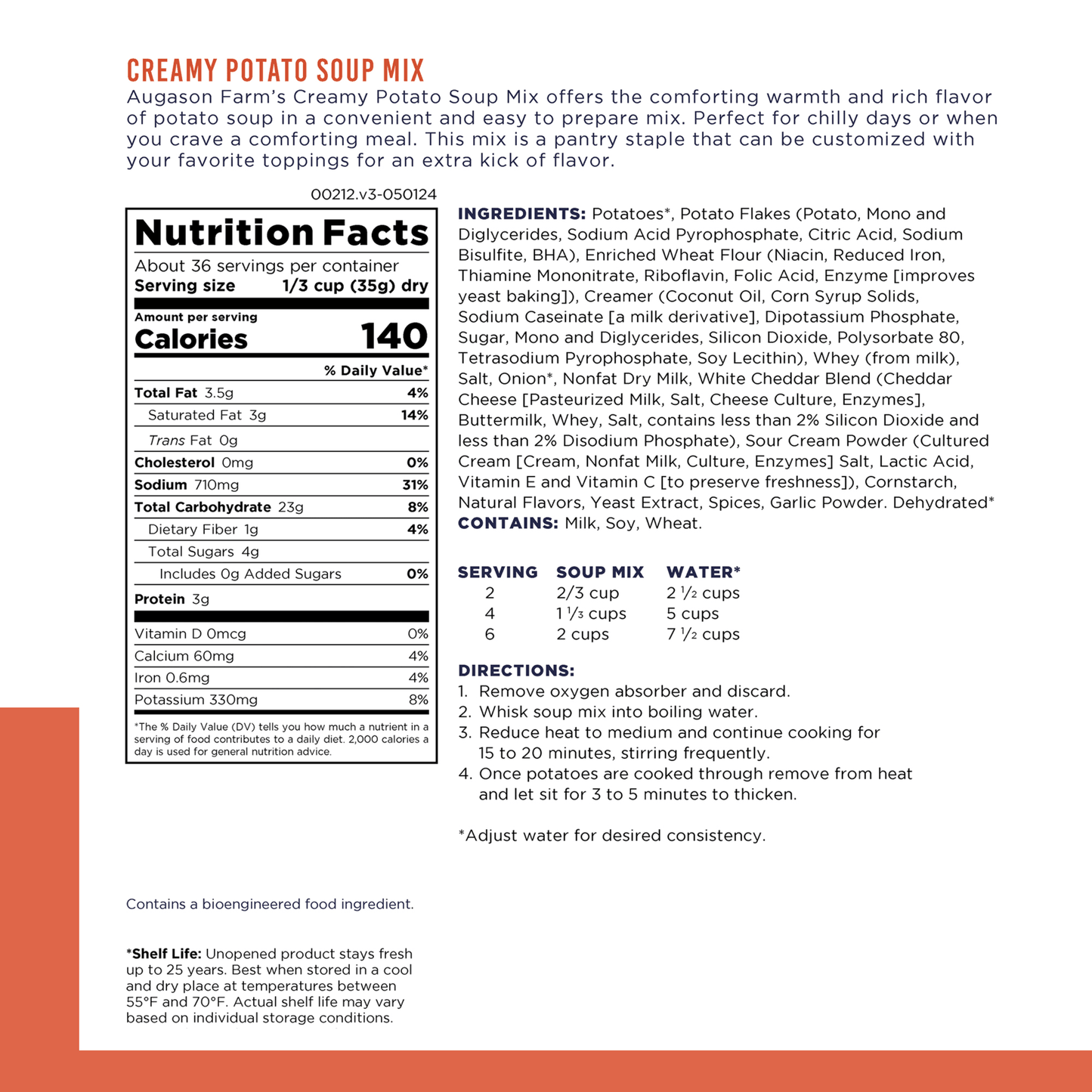 Creamy Potato Soup Mix Can, 36 Servings
