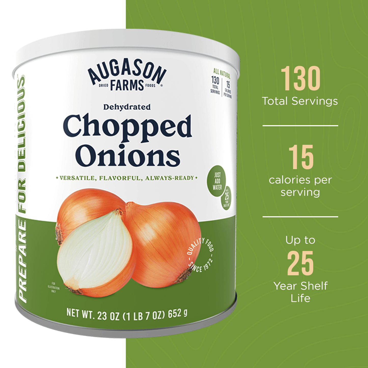 Dehydrated Chopped Onions Can, 130 Servings