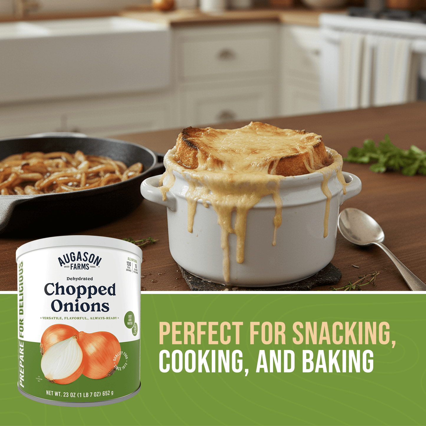 Dehydrated Chopped Onions Can, 130 Servings