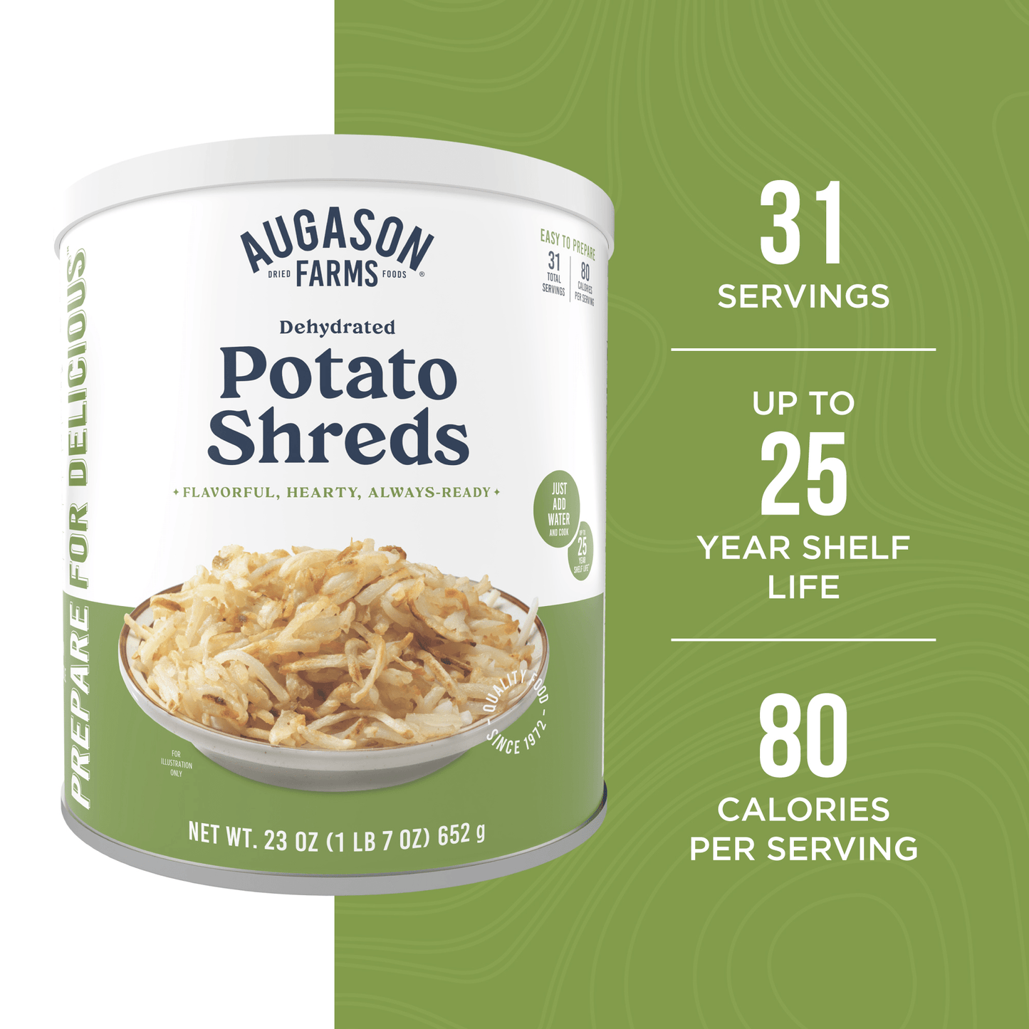 Dehydrated Potato Shreds Can, 31 Servings