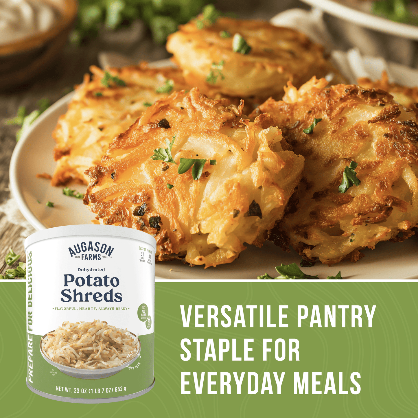 Dehydrated Potato Shreds Can, 31 Servings