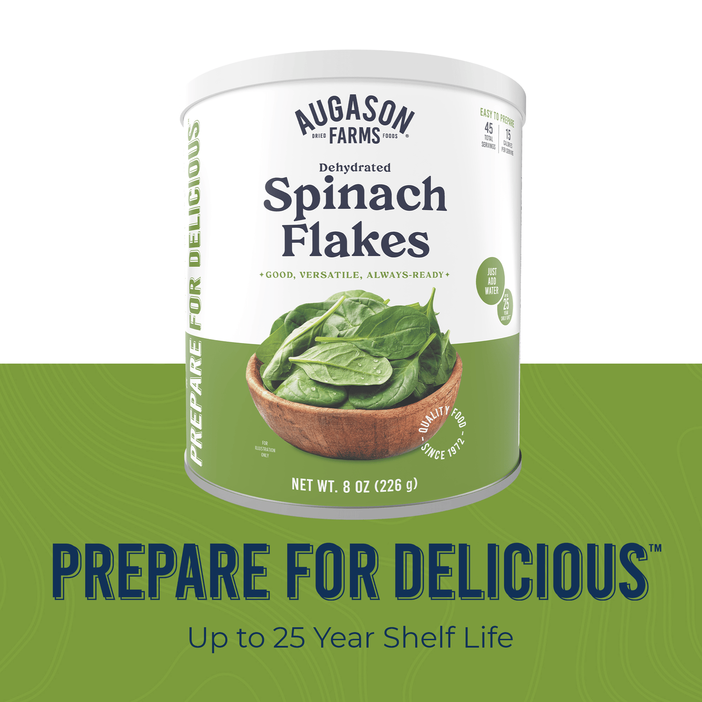 Dehydrated Spinach Flakes Can, 45 Servings