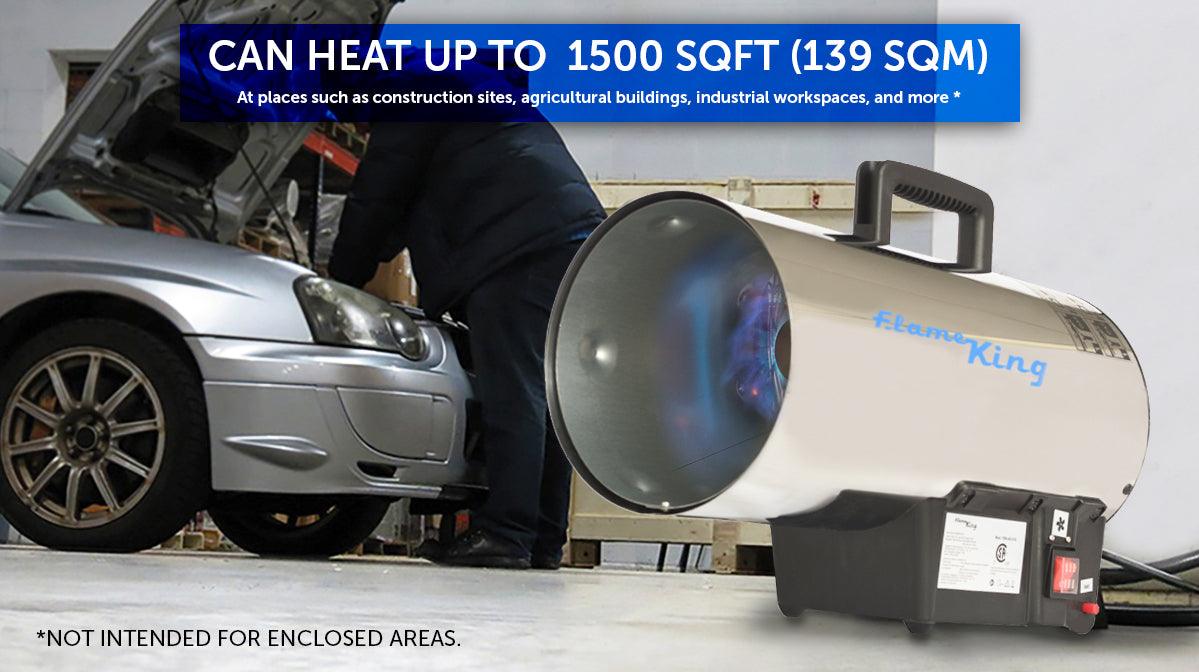 Flame King Forced Air Heater Portable Propane Tank Outdoor 60,000 BTU