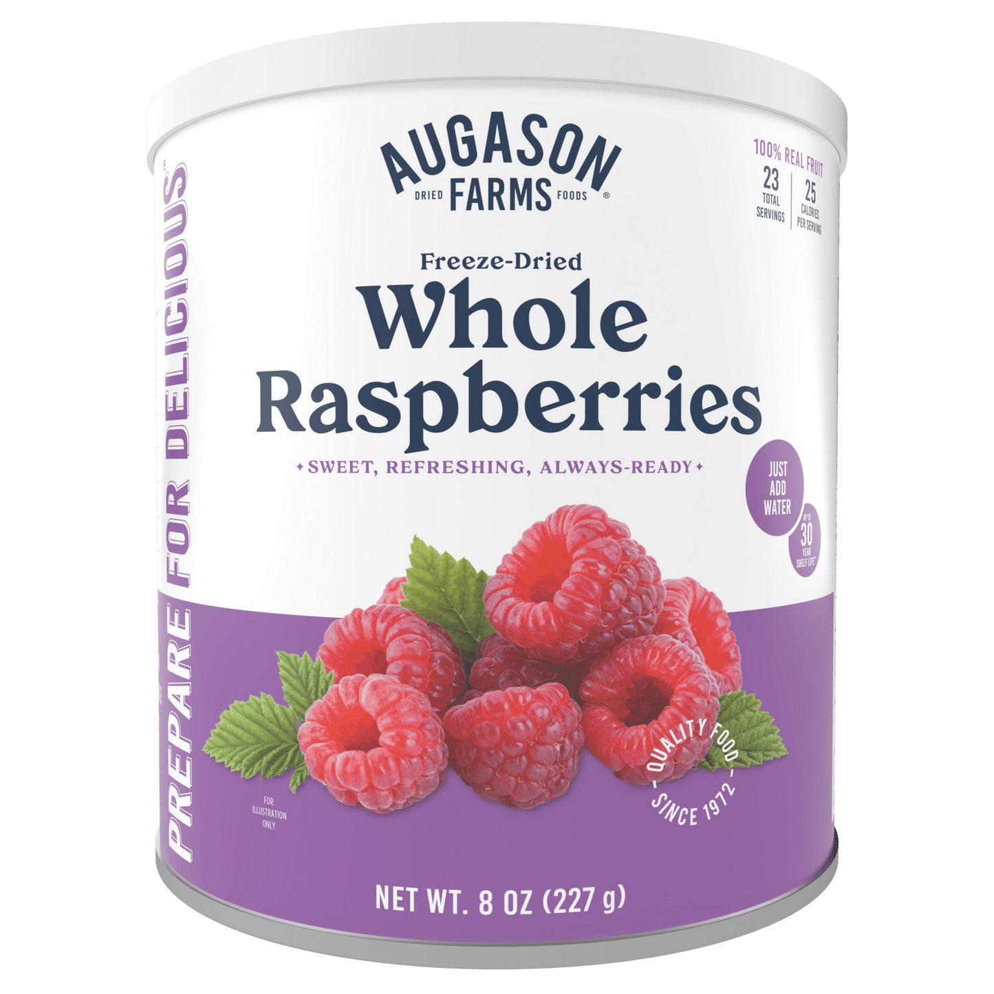 Freeze Dried Whole Raspberries Can, 23 Servings