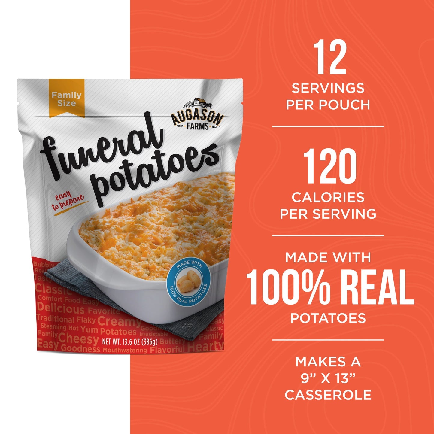 Funeral Potatoes Pouch, Cheesy Potato Casserole, 12 Servings