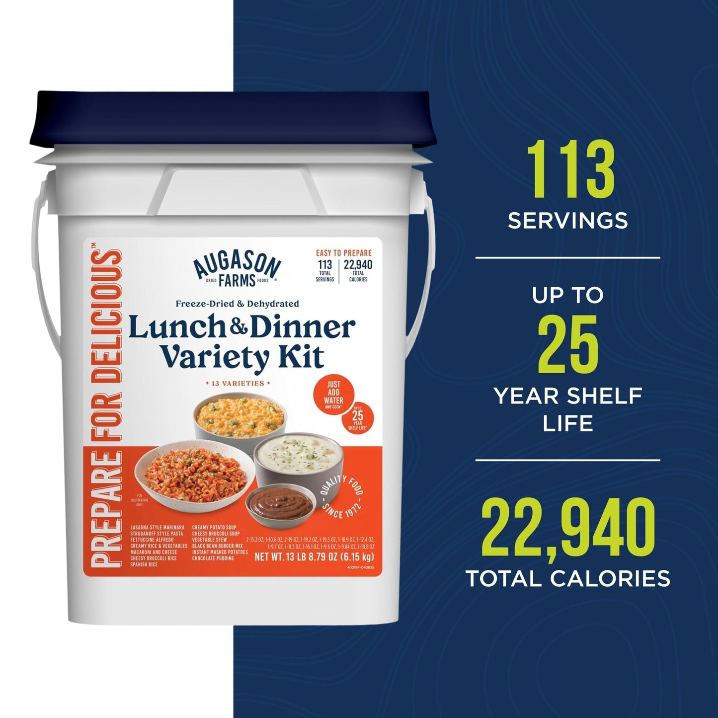 Lunch and Dinner Variety Pail, 113 Servings