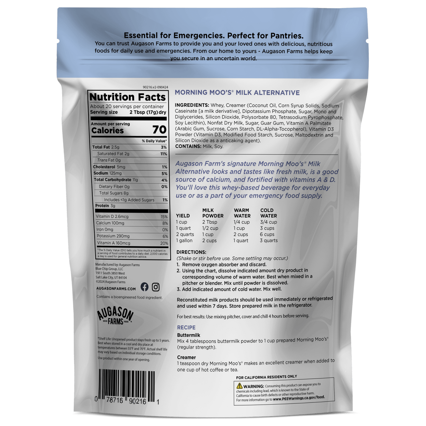 Morning Moo’s Milk Alternative Pouch, 20 Servings