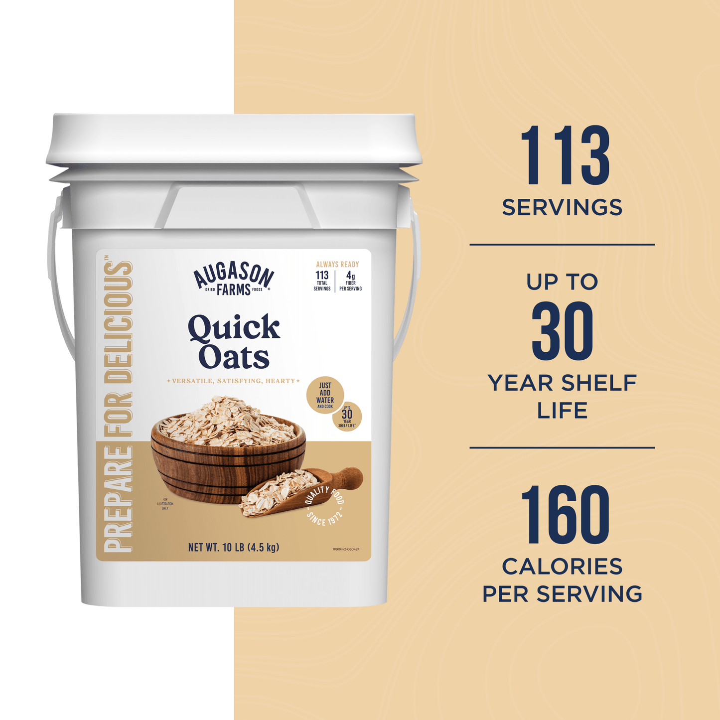 Quick Oats 4 Gallon Pail, 113 Servings