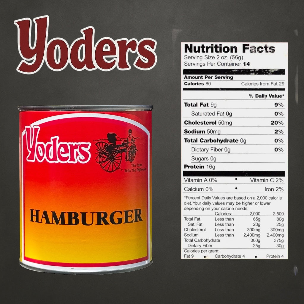 Yoder’s Canned Ground Beef/Hamburger | 28 oz can | Real USA Beef | Fully Cooked | Shelf Stable Survival Food | 10+ Year Shelf Life | Ready to Eat | Ideal for Prepping, Storage & Camping